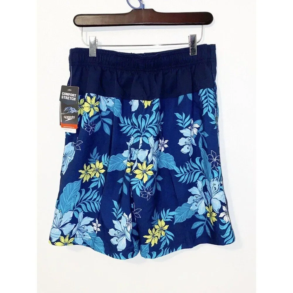 Boys Speedo Bondi Blue Board Shorts 20” Comfort Stretch Size Small